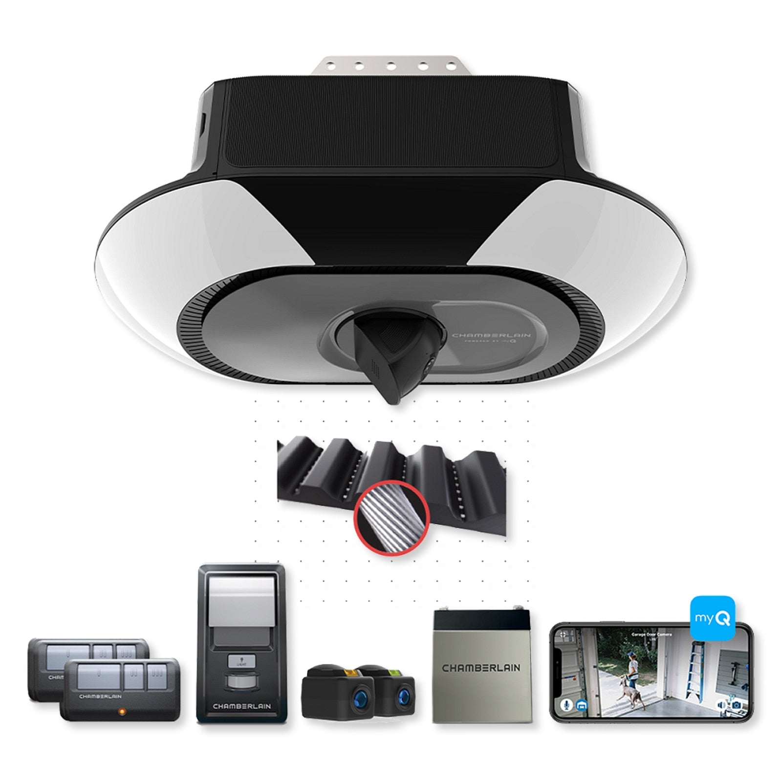 Chamberlain Secure Viewâ„¢ Ultra-Quiet Wi-Fi Garage Door Opener with Battery Backup