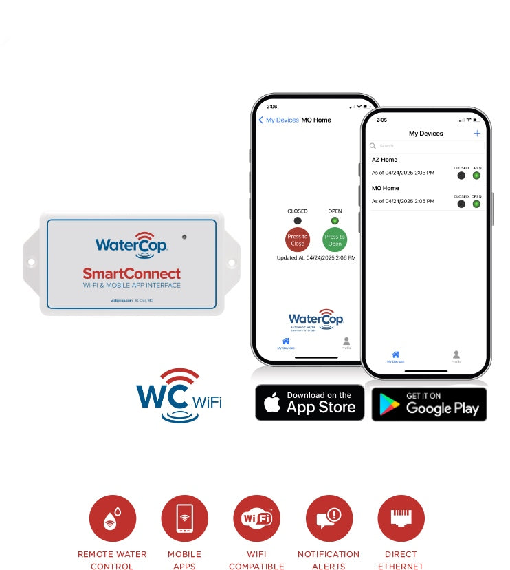 WaterCop SmartConnect Wifi & Mobile App Interface