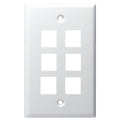 DataComm Keystone Wallplate, 1-Gang, 6-Port