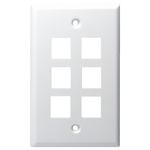DataComm Keystone Wallplate, 1-Gang, 6-Port