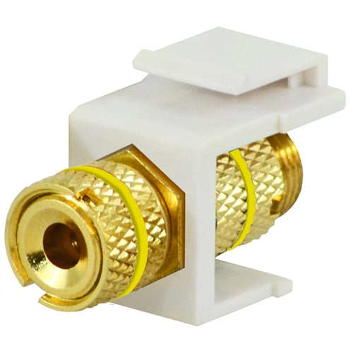 DataComm Binding Post Keystone Snap-In Connector, Yellow Stripe