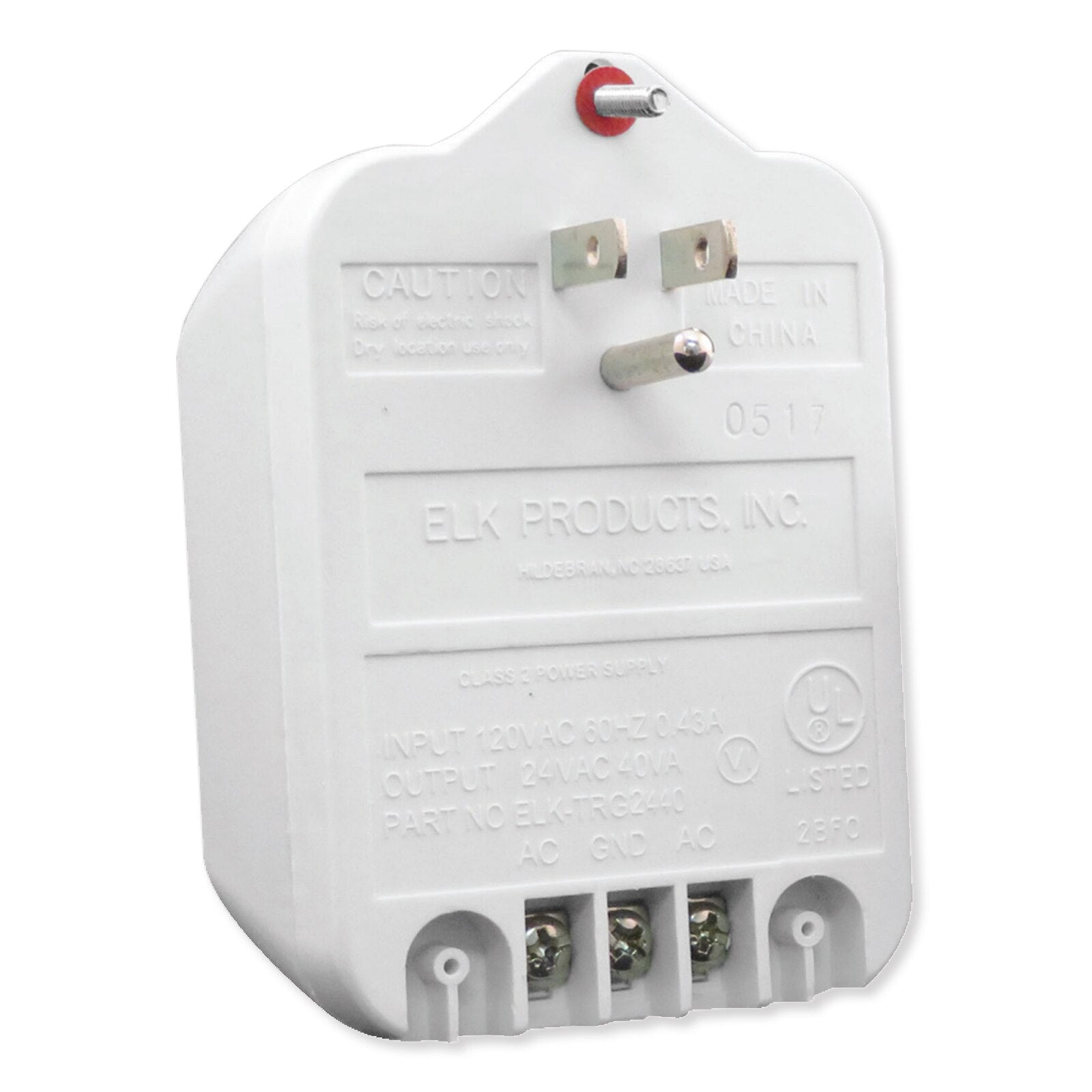 Elk AC Transformer with Ground, 24VAC 40VA