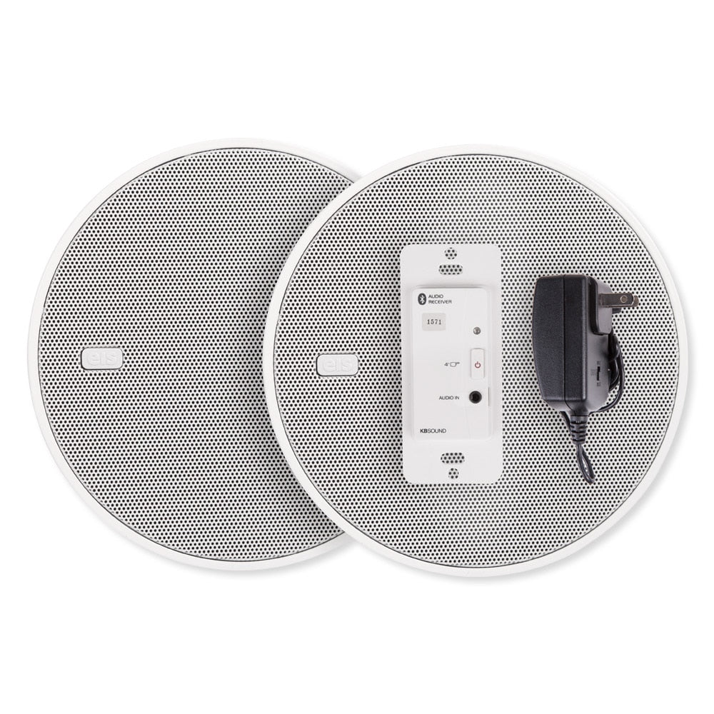 EISsound In-Wall Bluetooth Audio Receiver with Two 5 In. Speakers and Power Supply, White (U.S.)