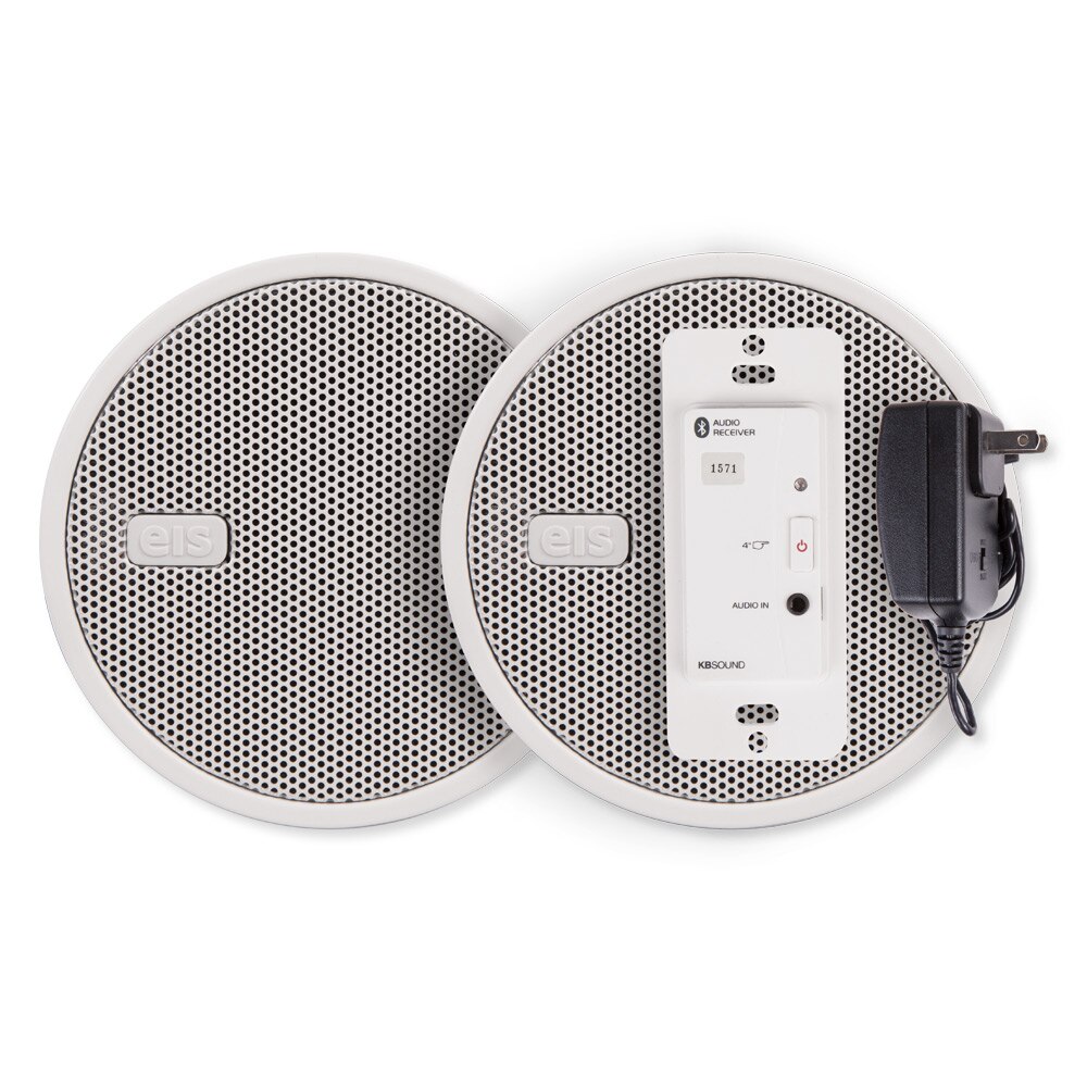 EISsound In-Wall Bluetooth Audio Receiver with Two 2.5 In. Speakers and Power Supply, White (U.S.)