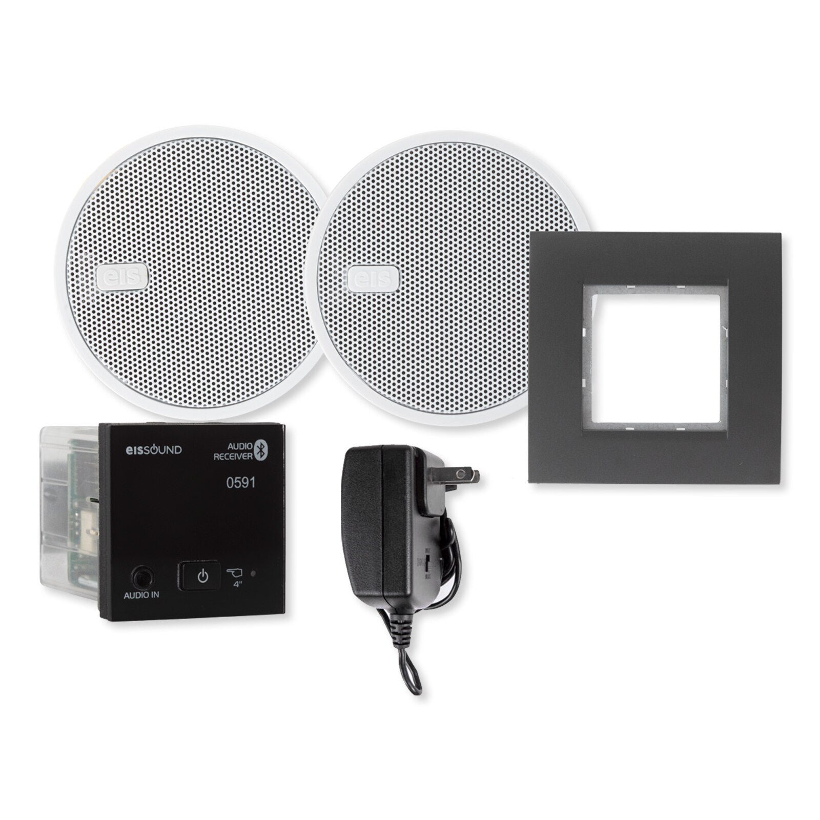 EISsound In-Wall Bluetooth Audio Receiver with Two 2.5 In. Speakers and Power Supply, Black (E.U.)