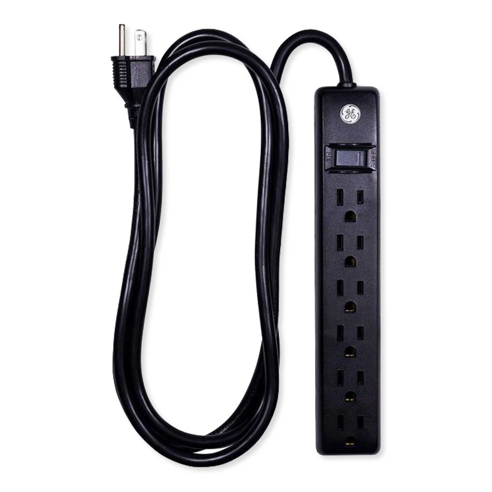 GE 6-Outlet Power Strip, 6ft Cord, Black
