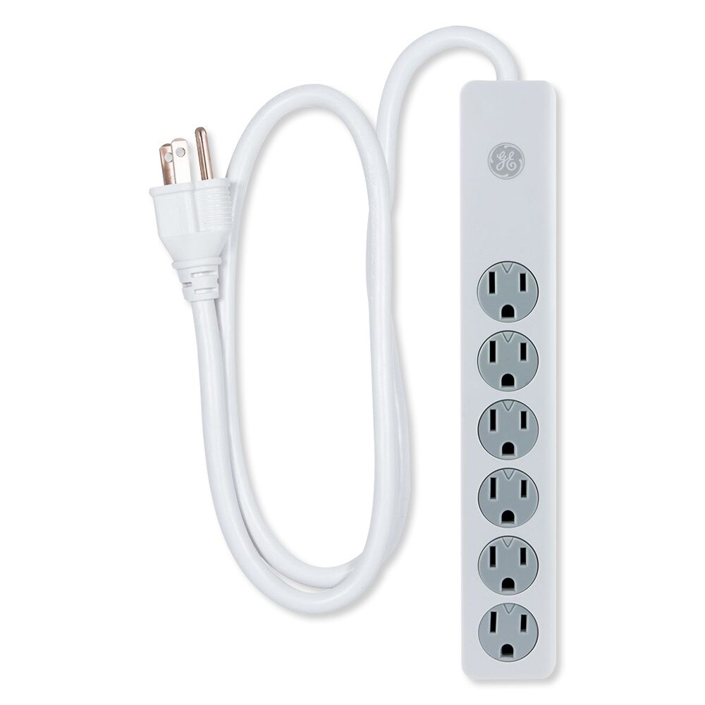 GE 6-Outlet Surge Protector, 450J, 3ft Cord, White