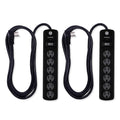GE 6-Outlet 8ft. Surge Protector with Twist-to-Close Covers, 2 Pack