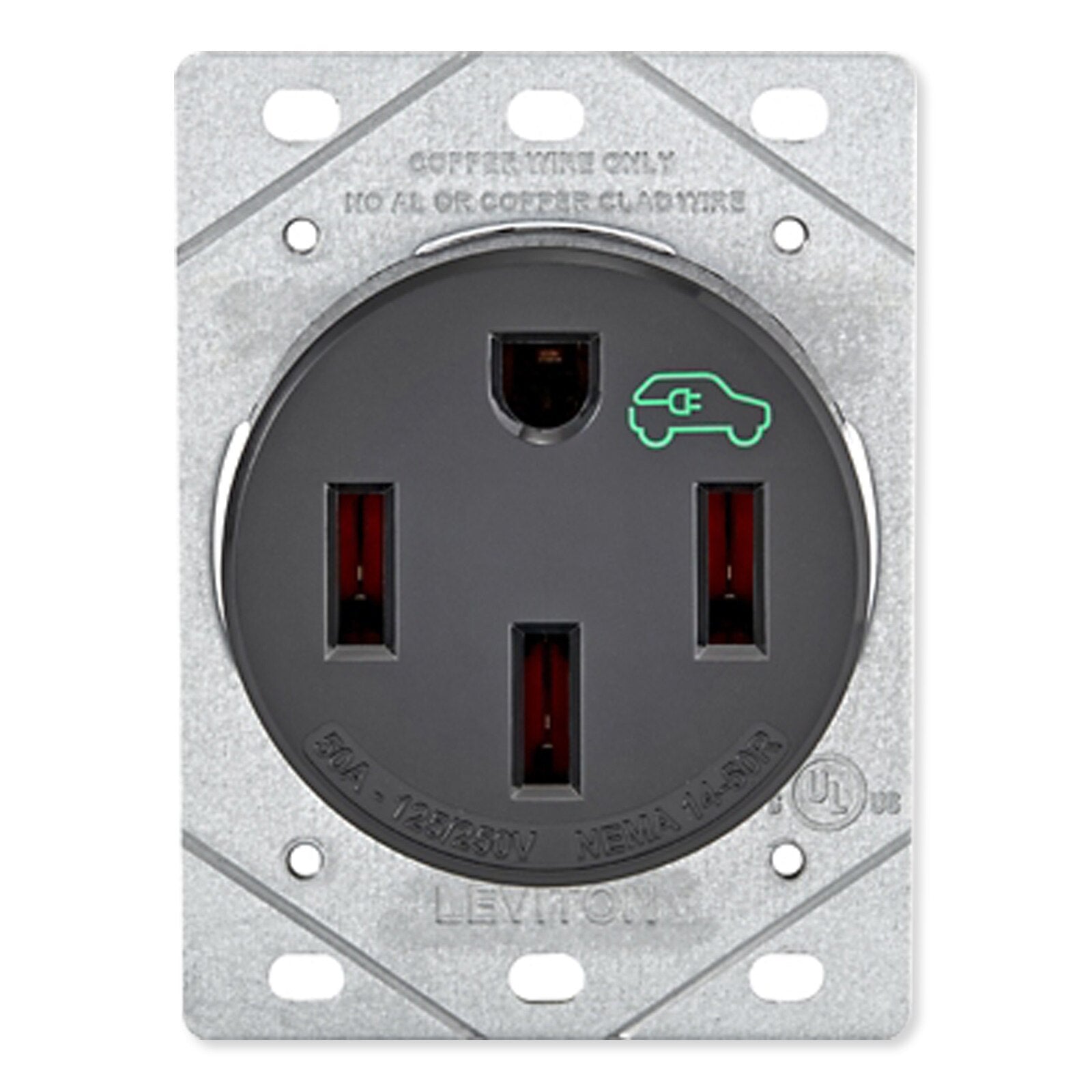 Leviton 50A Heavy Duty Flush Mount Receptacle for EV Charging Stations