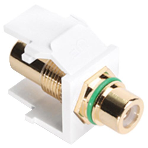 Leviton QuickPort RCA Snap-In Connector (Gold-Plated), Green Stripe