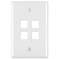 Leviton Midsize QuickPort Wallplate, 1-Gang, 4-Port