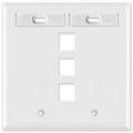 Leviton QuickPort Wallplate, 2-Gang, 3-Port (with ID Window)