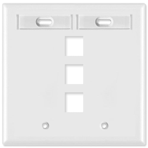 Leviton QuickPort Wallplate, 2-Gang, 3-Port (with ID Window)
