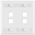 Leviton QuickPort Wallplate, 2-Gang, 4-Port (with ID Window)