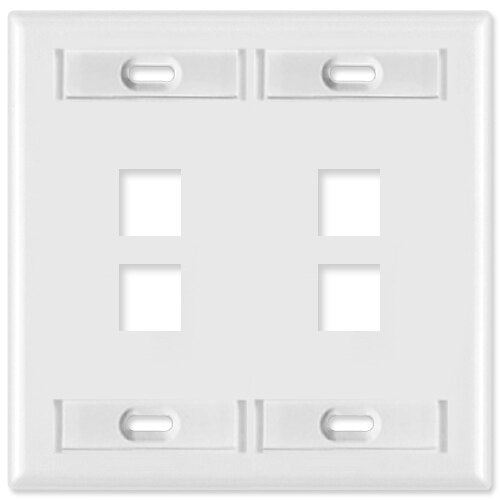 Leviton QuickPort Wallplate, 2-Gang, 4-Port (with ID Window)