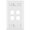 Leviton QuickPort Wallplate, 1-Gang, 4-Port (with ID Window)