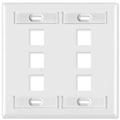 Leviton QuickPort Wallplate, 2-Gang, 6-Port (with ID Window)