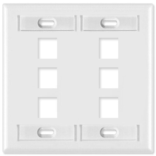 Leviton QuickPort Wallplate, 2-Gang, 6-Port (with ID Window)