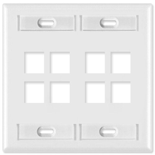 Leviton QuickPort Wallplate, 2-Gang, 8-Port (with ID Window)