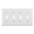 Leviton 4-Gang Toggle Device Switch Wallplate, Standard Size, White