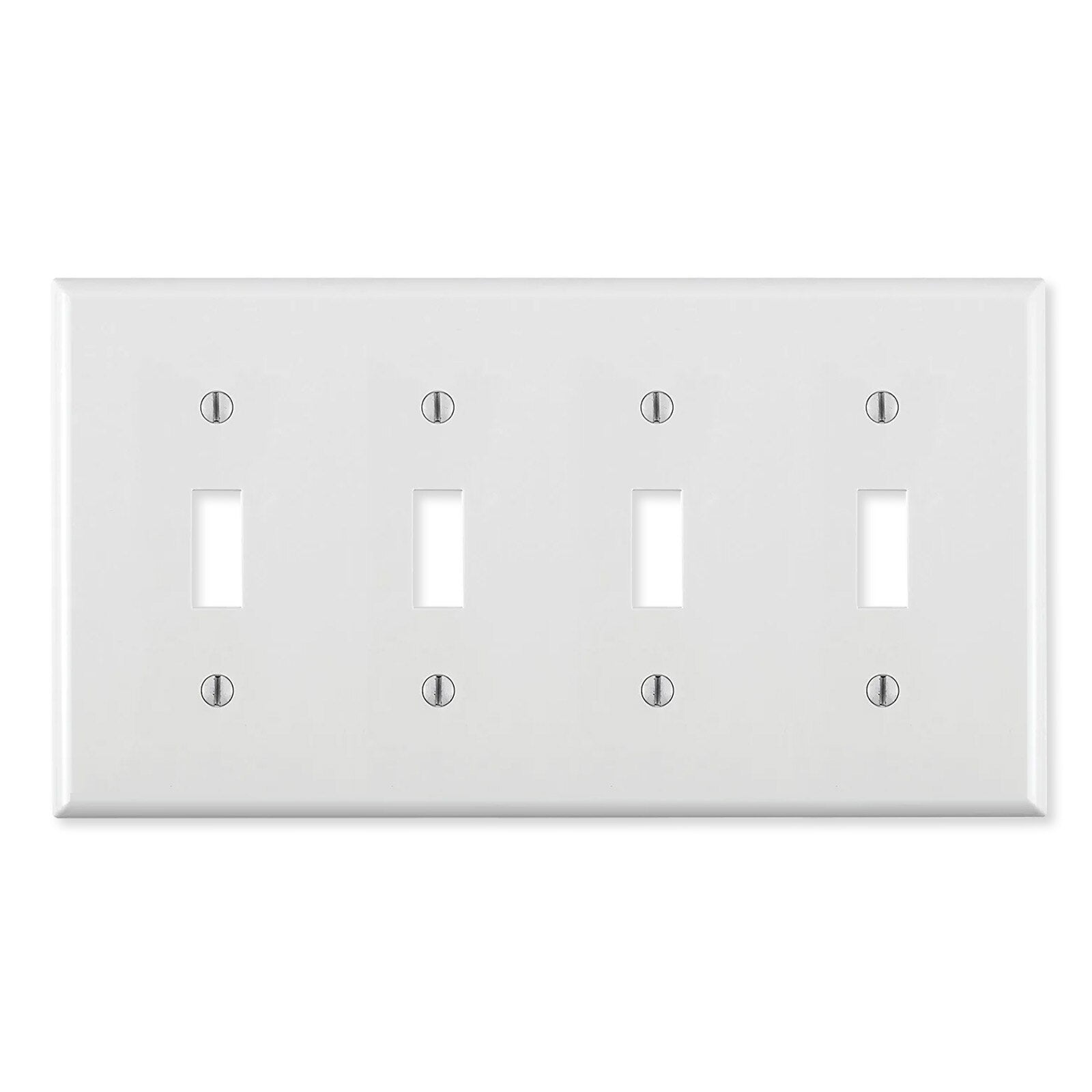 Leviton 4-Gang Toggle Device Switch Wallplate, Standard Size, White