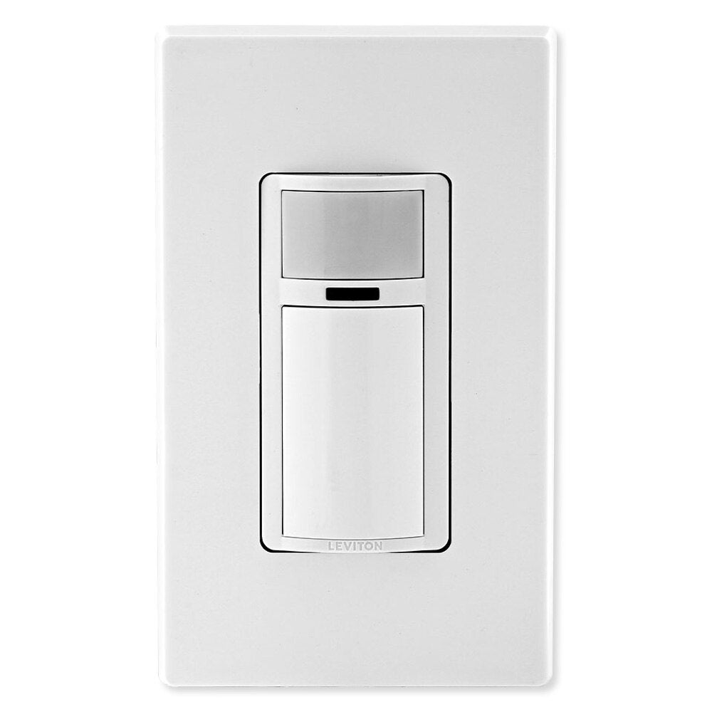 Leviton Decora Vacancy Motion Sensor In-Wall Switch, Manual On, 5A, Single Pole or 3-Way, White with Ivory and Light Almond Faceplates Included