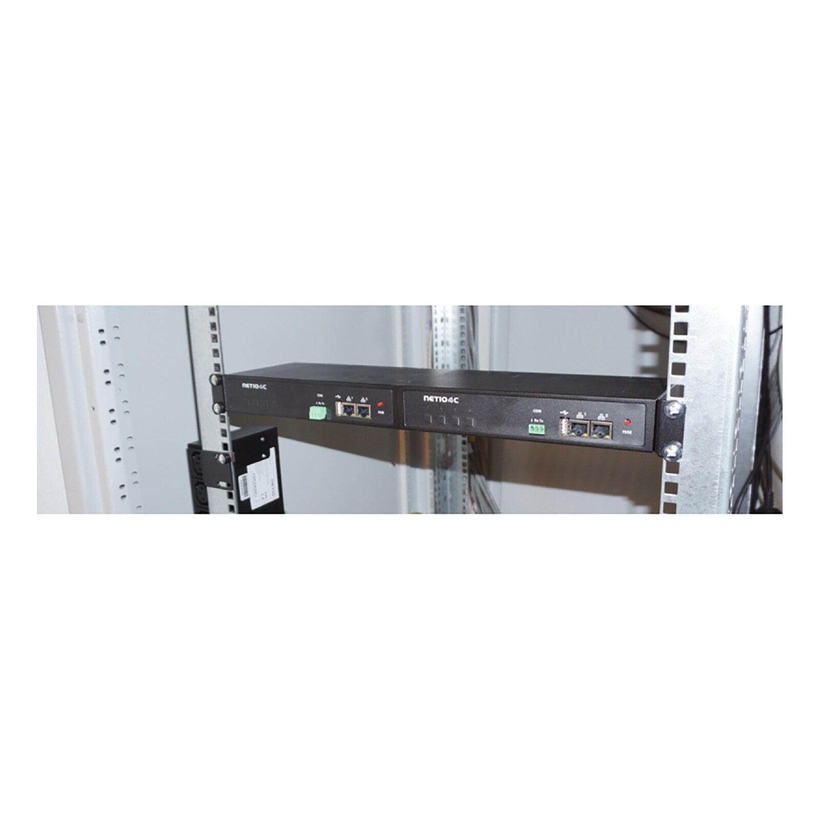 NETIO 19" 1U rackmount bracket for 2 units of PowerPDU 4PV, 4KS, or 4PS. M6 rack mounting screws included.