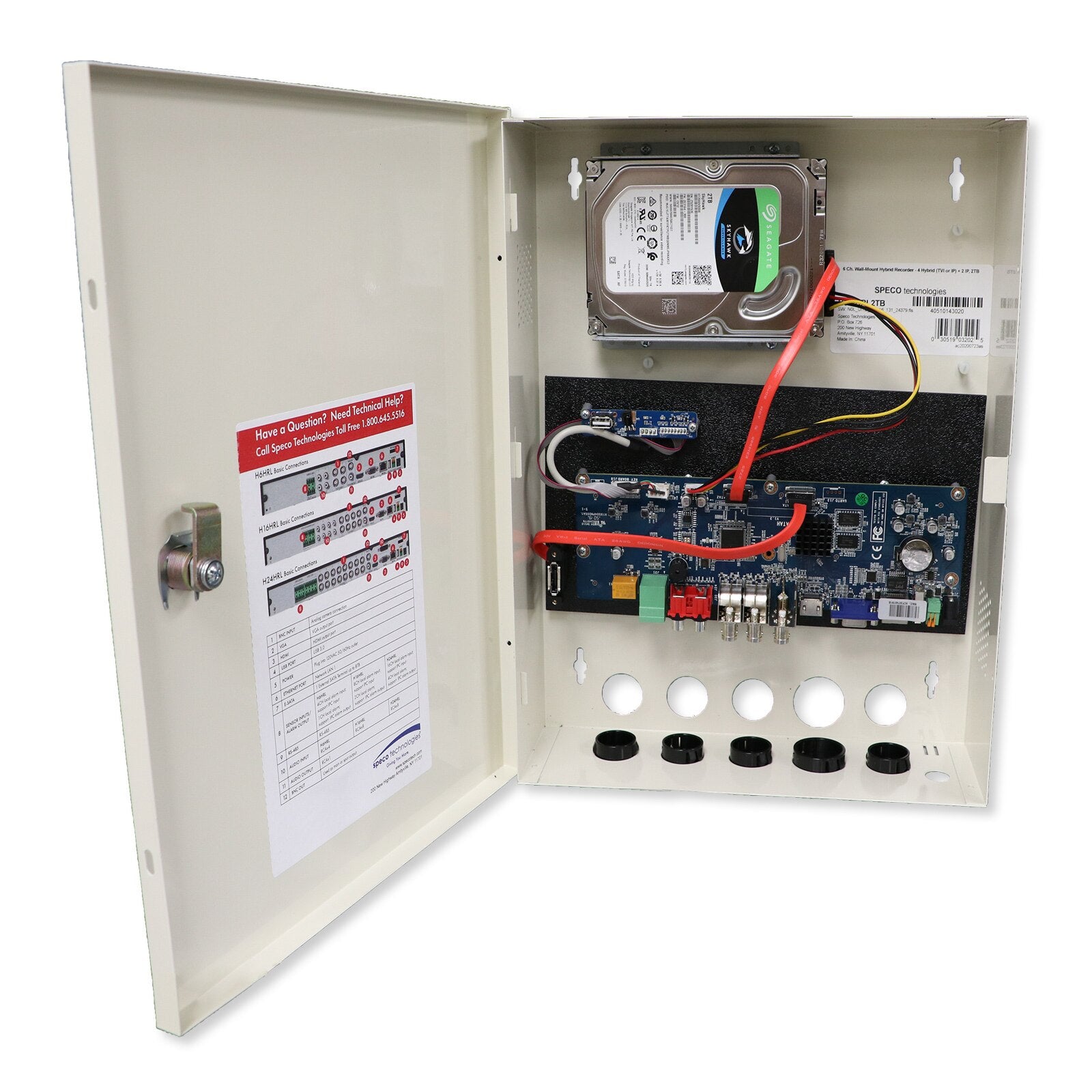 Speco H.265 Hybrid Wall Mount DVR with Smart Analytics, 6 Channel