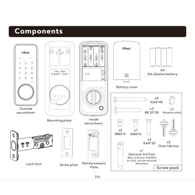 Alfred DB2-B Smart Lock Touchscreen Deadbolt, Bluetooth, with Key