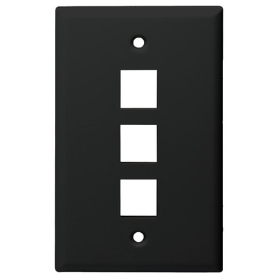 DataComm Keystone Wallplate, 1-Gang, 3-Port, Black