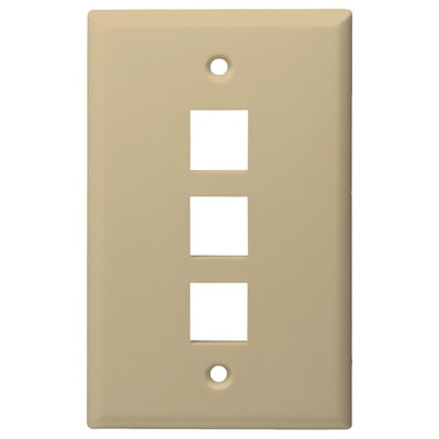 DataComm Keystone Wallplate, 1-Gang, 3-Port, Ivory