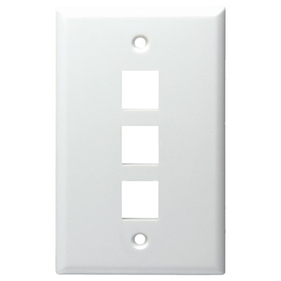 DataComm Keystone Wallplate, 1-Gang, 3-Port, White