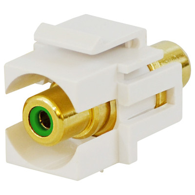 DataComm RCA Keystone Snap-In Connector, Green Insert, White