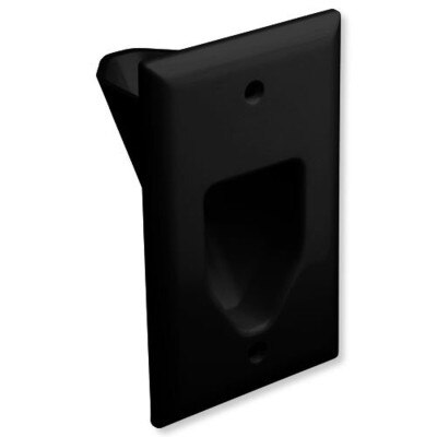 DataComm Recessed Cable Access Wallplate, 1-Gang, Black