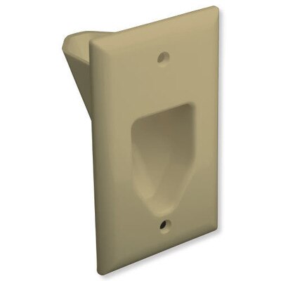 DataComm Recessed Cable Access Wallplate, 1-Gang, Ivory