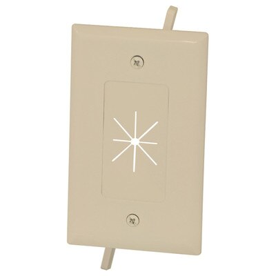 DataComm Cable Access Wallplate with Flexible Opening, 1-Gang, Ivory