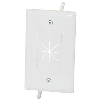 DataComm Cable Access Wallplate with Flexible Opening, 1-Gang, White