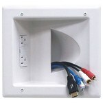DataComm Recessed Low-Voltage Media Plate with Duplex Surge Receptacle