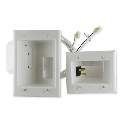 DataComm Flat Panel TV Cable Organizer Kit with Duplex Receptacle