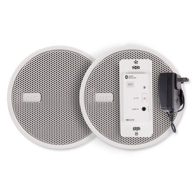 EISSOUND In-Wall Bluetooth Audio Receiver, Power Supply, Two 2.5" Speakers, White