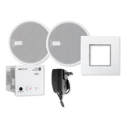 EISSOUND In-Wall Bluetooth Audio Receiver with Two 2.5 In. Speakers and Power Supply, White (E.U.)