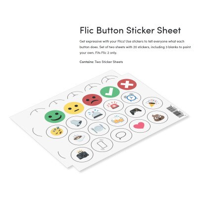 Flic 2 Smart Button Sticker Sheets, 2 Sets of 20 Stickers
