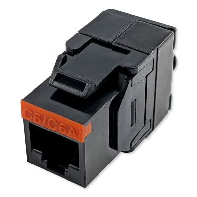 Simply45 Cat6/6A UTP 180-Degree Keystone Jack 110 Style, Black