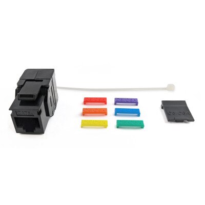 Simply45 Cat6/6A UTP 180-Degree Keystone Jack 110 Style, Black