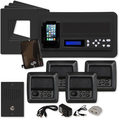 IST RETRO Music & Intercom System Package, 4 Rooms (Vertical Frames), Black