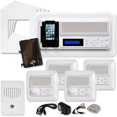IST RETRO Music & Intercom System Package, 4 Rooms (Vertical Frames), White