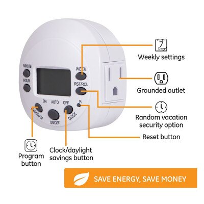 GE 24-Hour 1-Outlet Indoor Plug-In Mechanical Timer, White