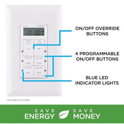 Jasco myTouchSmart Simple Set In-Wall Timer, White
