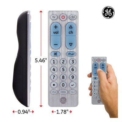 GE 2-Device Universal Remote Control, Brushed Silver