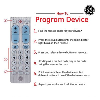 GE 2-Device Universal Remote Control, Brushed Silver
